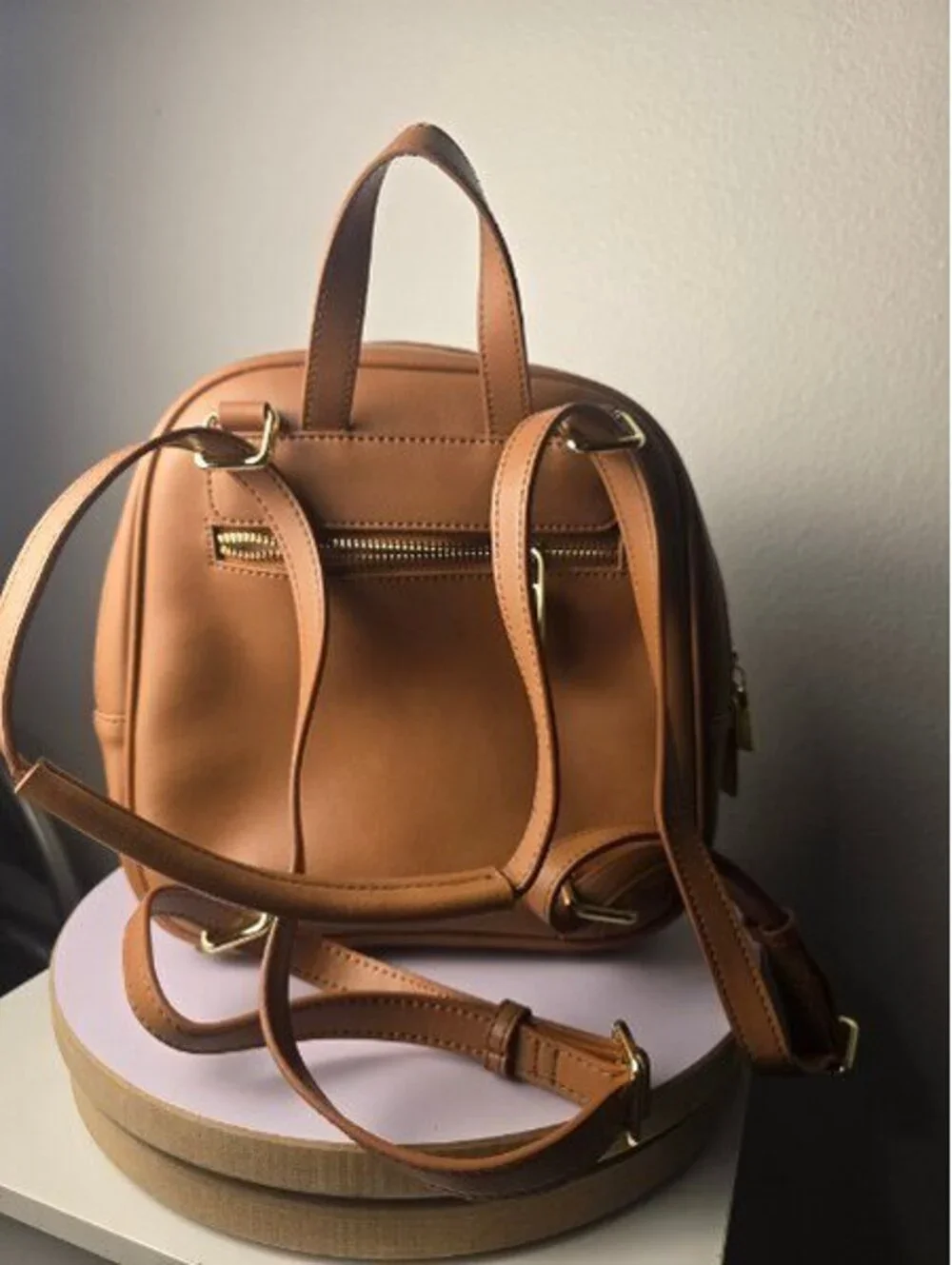 Belle & Bloom Camila Leather Backpack – Tan/Brown Gold Hardware Excellent